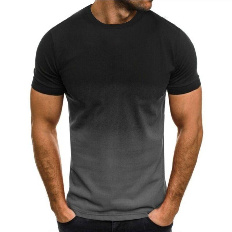Haodingfushi Zomer Populaire Heren T-shirt Dunne Losse Korte Mouw Herenmode Gradiënt Serie 3D Gedrukt Ronde Kraag Vrije Tijd Oversized top