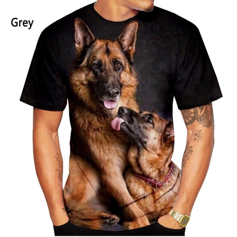 ETST 07 Men's Women's Summer Fashion German Shepherd 3D Printing T-shirt Casual Short-sleeved Dog Shirt Tops