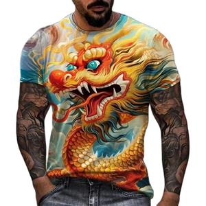 Chengyu Fashion New Men Chinese Dragon Graphic T Shirts Summer Casual Hip Hop Street Style Personality Printed O-neck Short Sleeve Tees