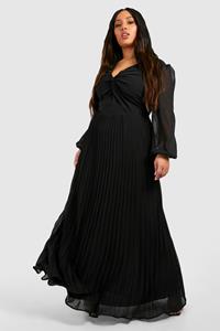 Boohoo Plus Chiffon Twist Front Maxi Dress, Black