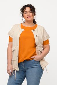 Ulla Popken Rundhalsshirt T-Shirt Saumband Rundhals Halbarm Biobaumwolle