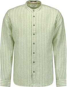 NO EXCESS Langarmhemd Shirt Granddad Stripe With Linen