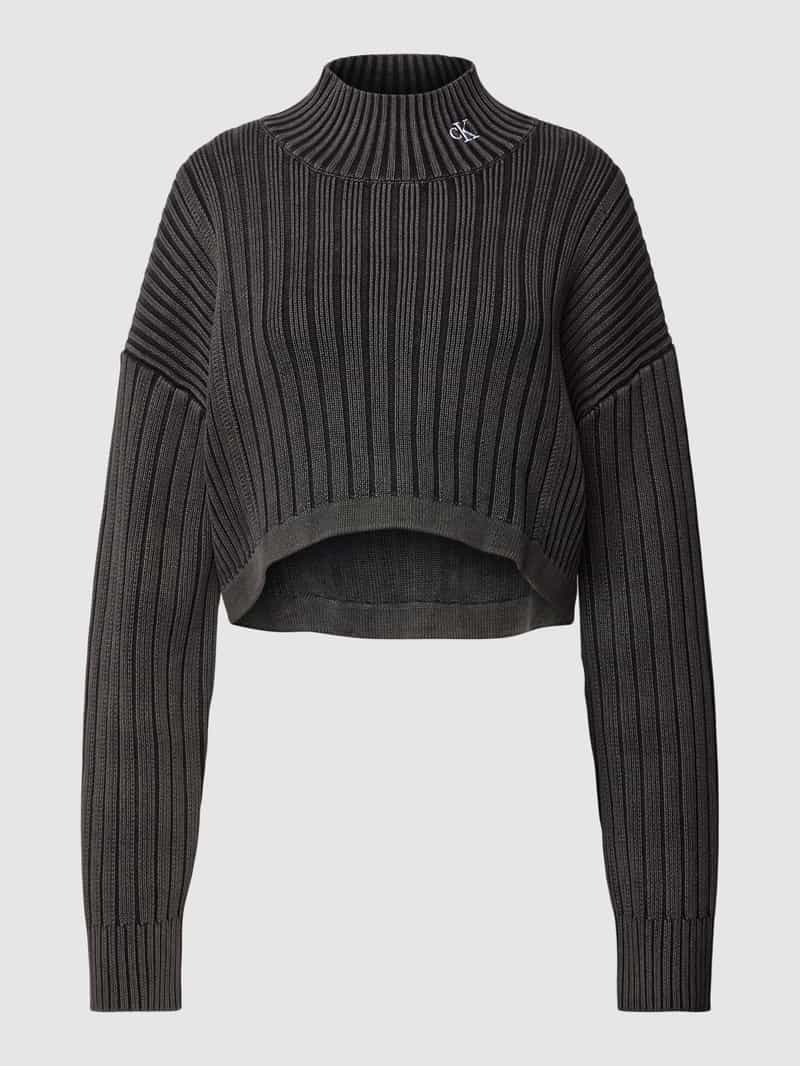 Calvin Klein Jeans Korte gebreide pullover met labelstitching