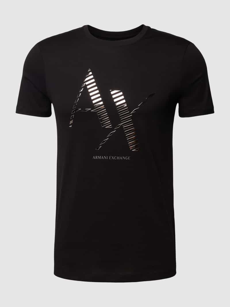 Armani Exchange T-shirt met labelprint en ronde hals