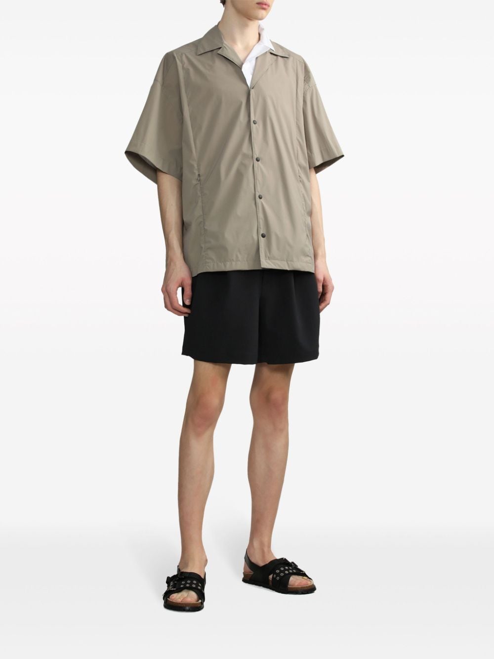 Kolor contrast-collar layered shirt - Beige