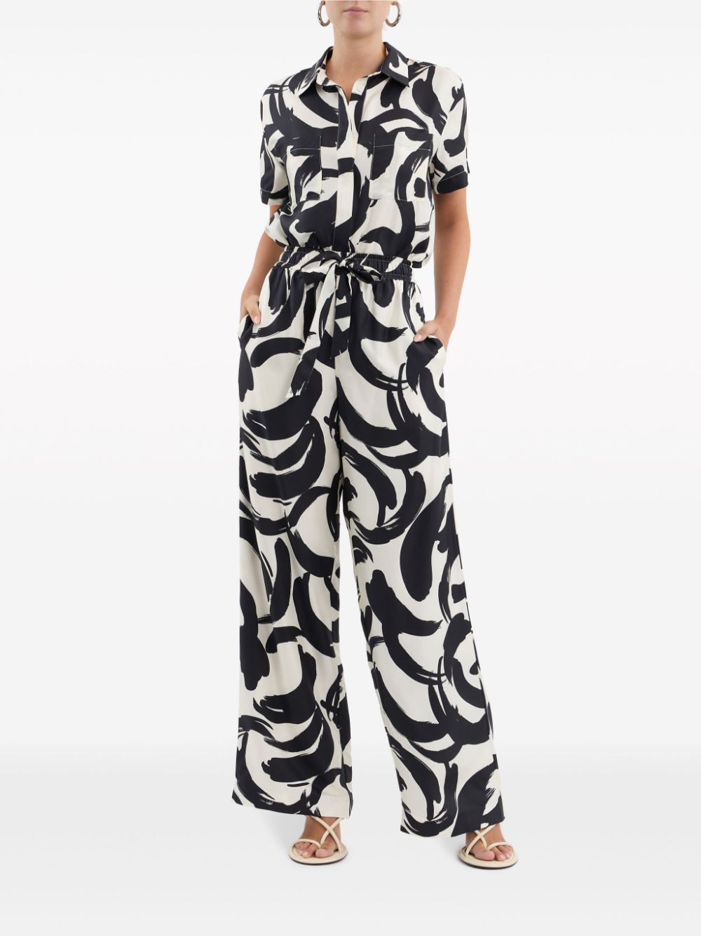Rebecca Vallance Pompidou wide-leg silk trousers - Beige