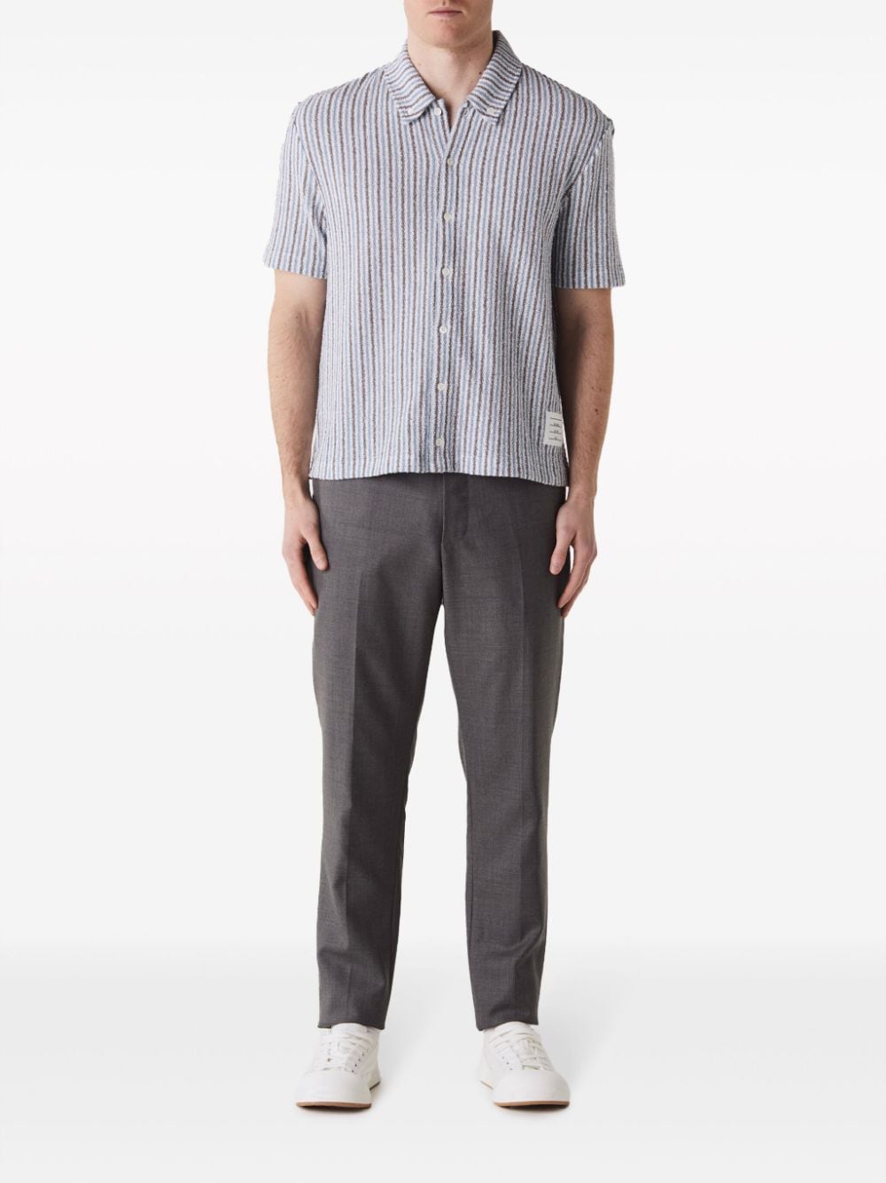 Thom Browne striped terry-cloth shirt - Blauw