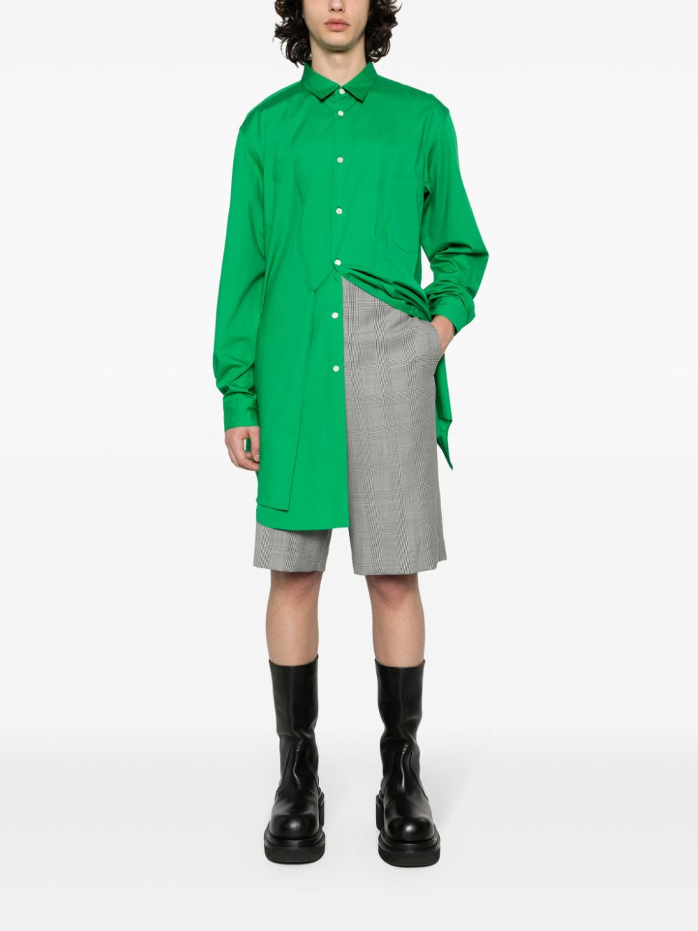 Comme des Garçons Homme Plus asymmetric cotton shirt - Groen