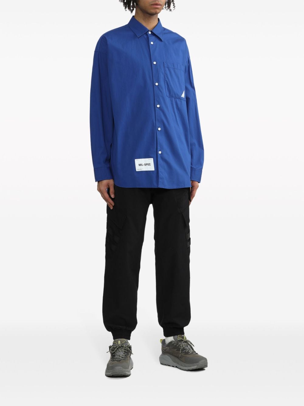 Izzue Katoenen overhemd met logo-applicatie - Blauw