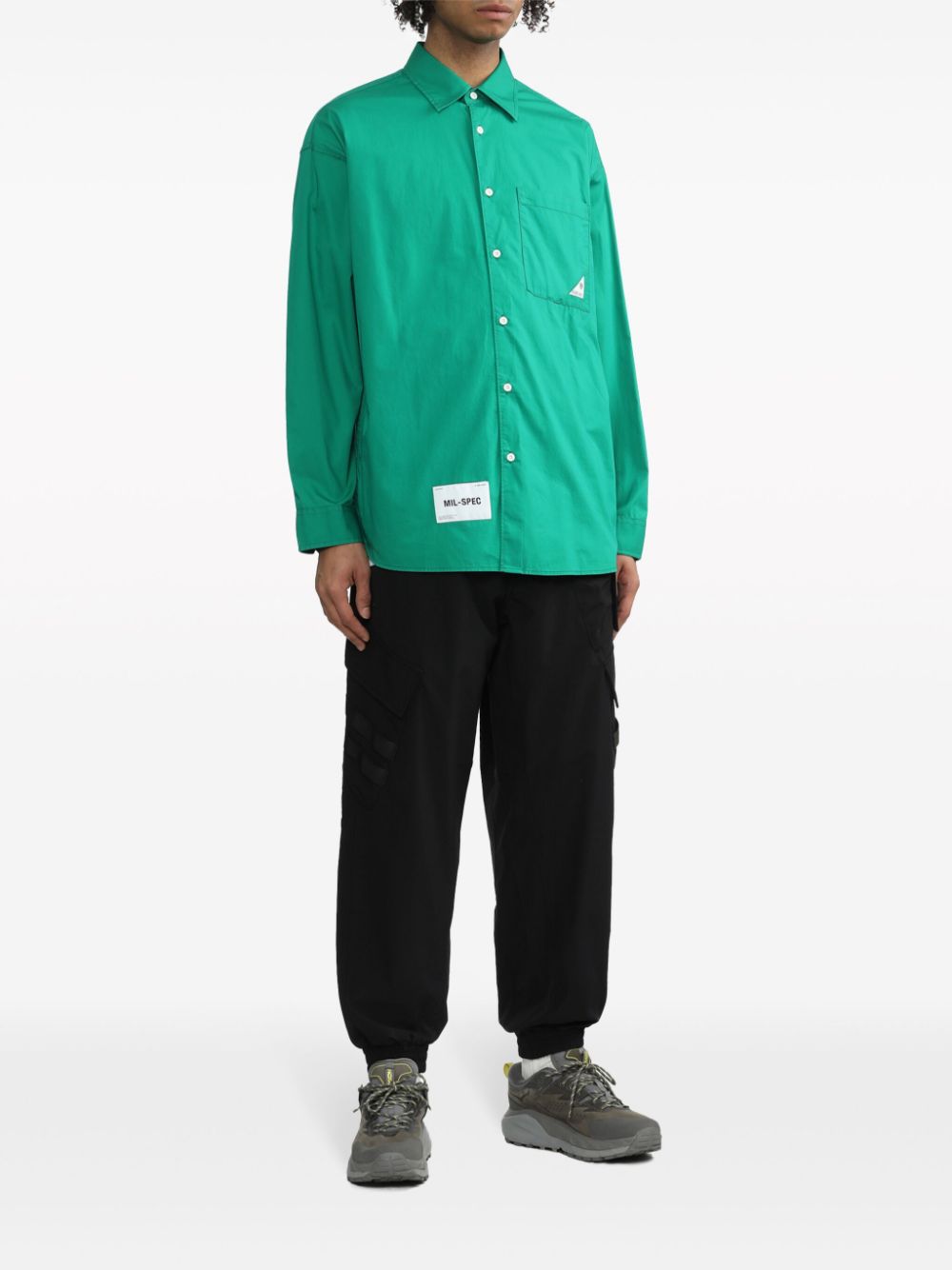 Izzue Katoenen overhemd met logo-applicatie - Groen