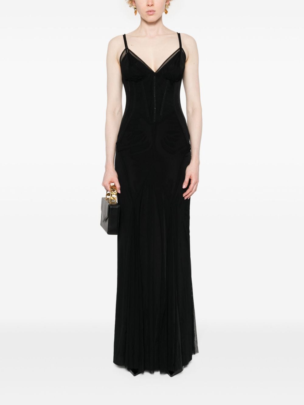 Dolce & Gabbana Maxi-jurk met mesh - Zwart