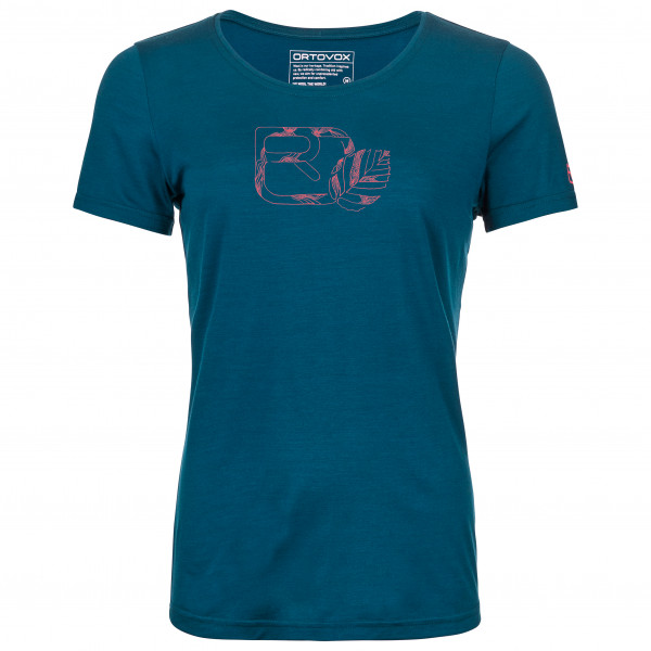 Ortovox  Women's 120 Cool Tec Leaf Logo T-Shirt - Merinoshirt, blauw