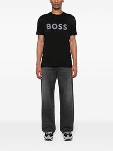 BOSS Katoenen T-shirt met logoprint - Zwart