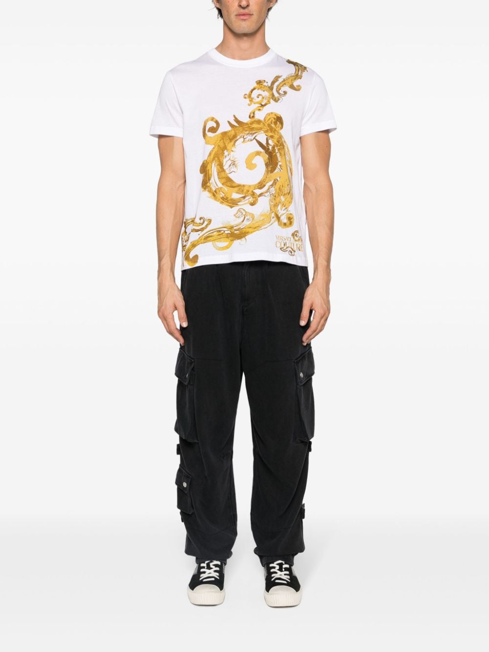 Versace Jeans Couture Katoenen T-shirt met barokprint - Wit