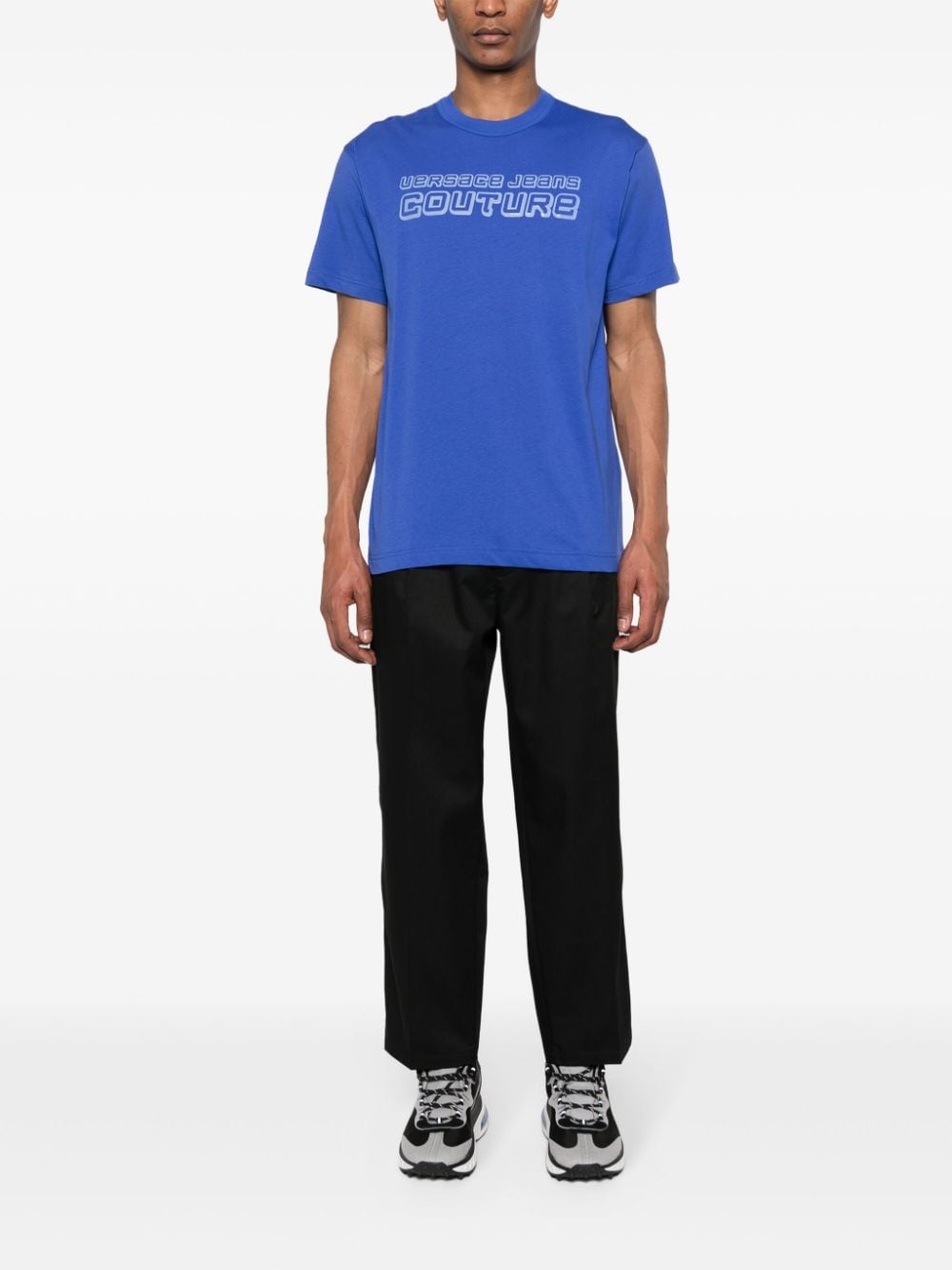 Versace Jeans Couture Katoenen T-shirt met logoprint - Blauw