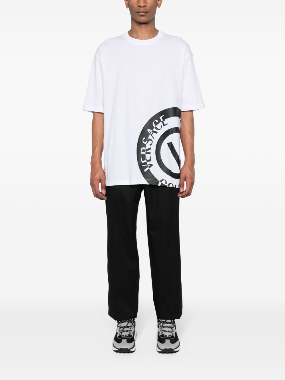 Versace Jeans Couture Katoenen T-shirt met logoprint - Wit