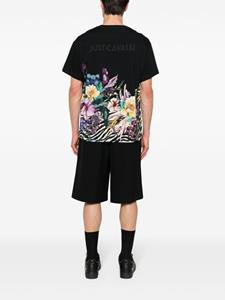 Just Cavalli T-shirt met bloemenprint - Zwart