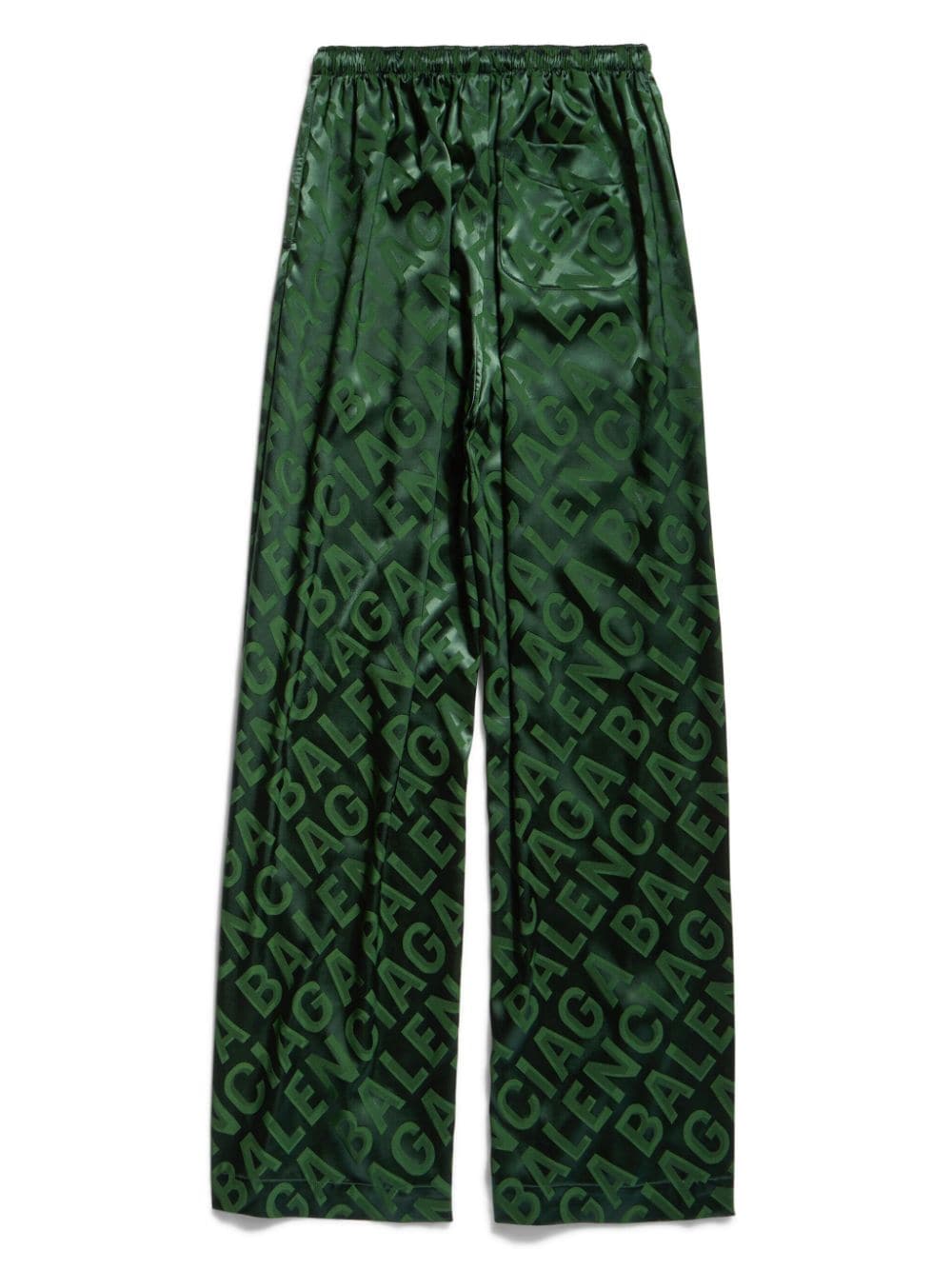 Balenciaga logo-print satin trousers - Groen