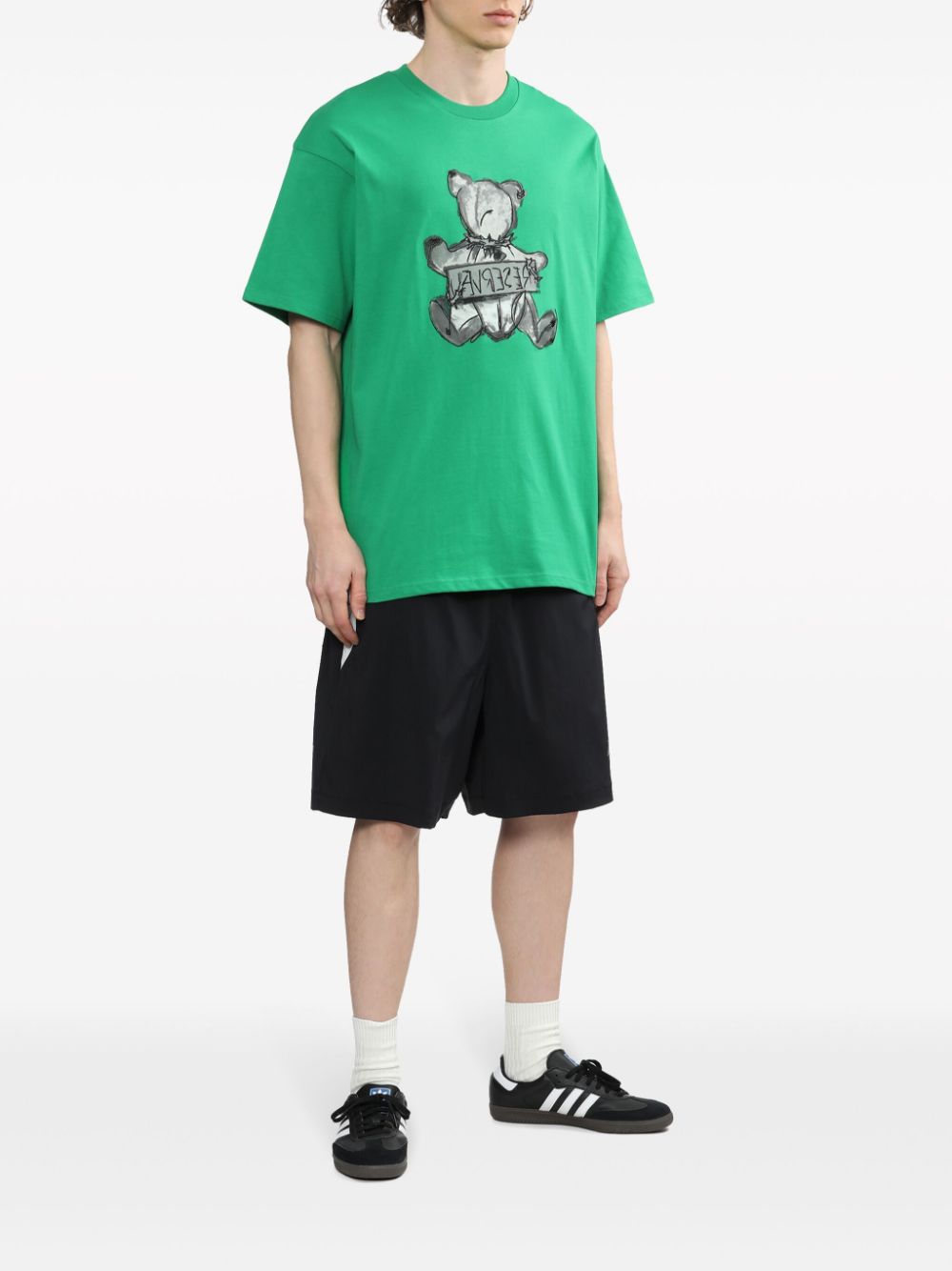 Izzue Katoenen T-shirt met teddybeerprint - Groen