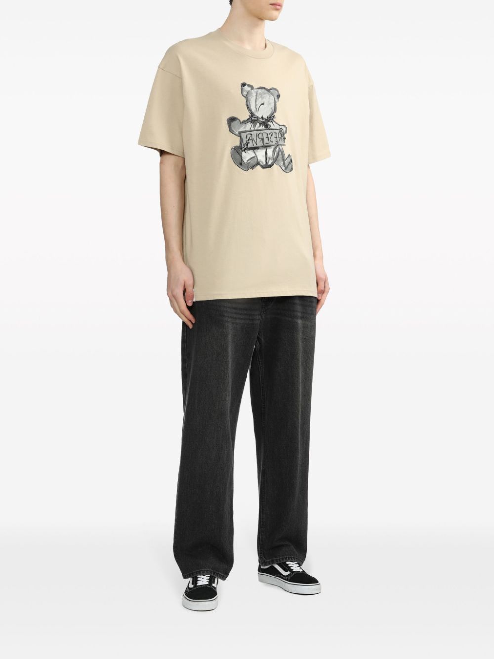 Izzue Katoenen T-shirt met teddybeerprint - Beige