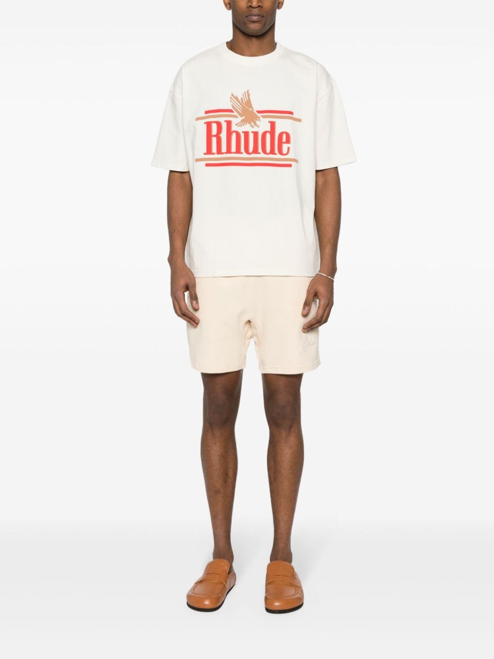 RHUDE T-shirt met logoprint - Beige