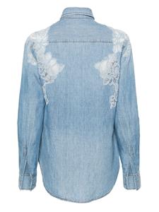 Ermanno Scervino lace-panelled denim shirt - Blauw