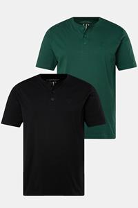 JP1880 T-Shirt Henleys Basic 2er-Pack Rundhals Knopfleiste (2-tlg)