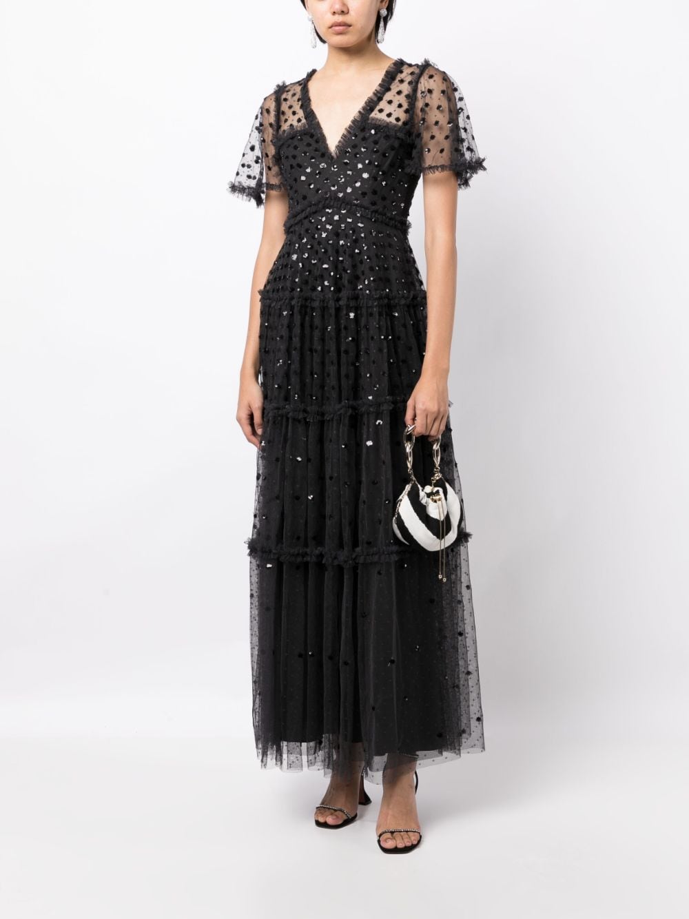 Needle & Thread Maxi-jurk verfraaid met pailletten - Zwart