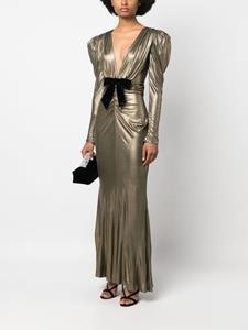 Alessandra Rich Maxi-jurk met strikdetail - Goud