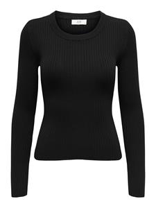 JACQUELINE de YONG Strickpullover Gestreifter Langarm Strickpullover Geripptes Basic JDYPLUM 4559 in Schwarz