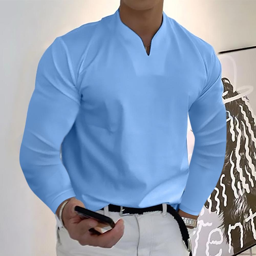 Source universe Plus Size 5XL Heren Elegante Polo Shirts 2022 Lange Mouw Effen Kleur Shirt Mannelijke Top Truien Sexy Mannen Dagelijkse kleding