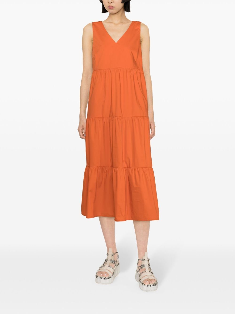 Woolrich V-neck cotton maxi dress - Oranje