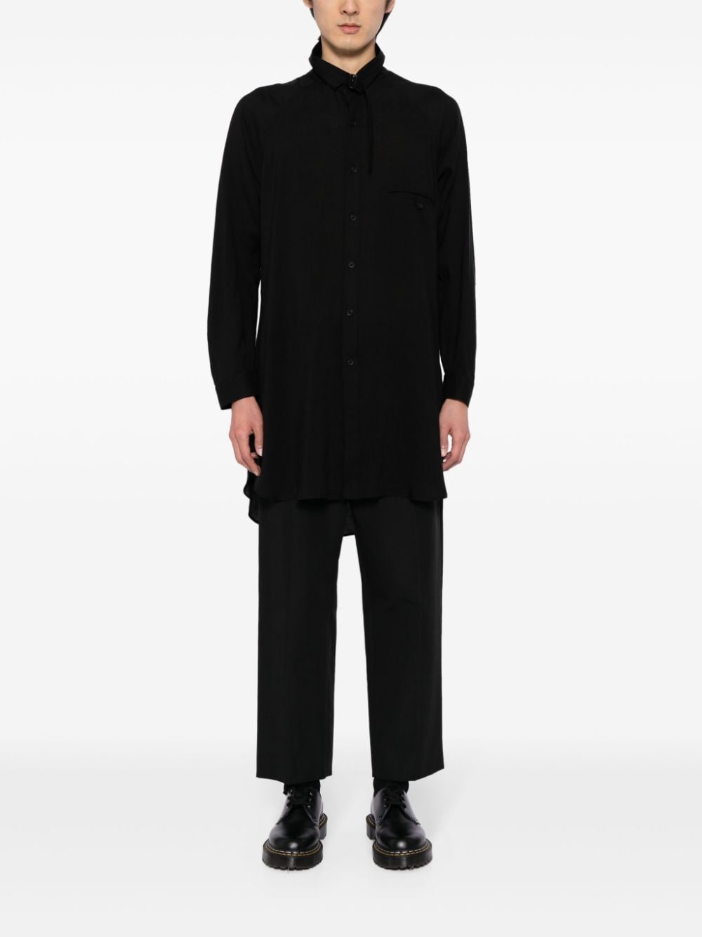 Yohji Yamamoto Overhemd met hoge hals - Zwart