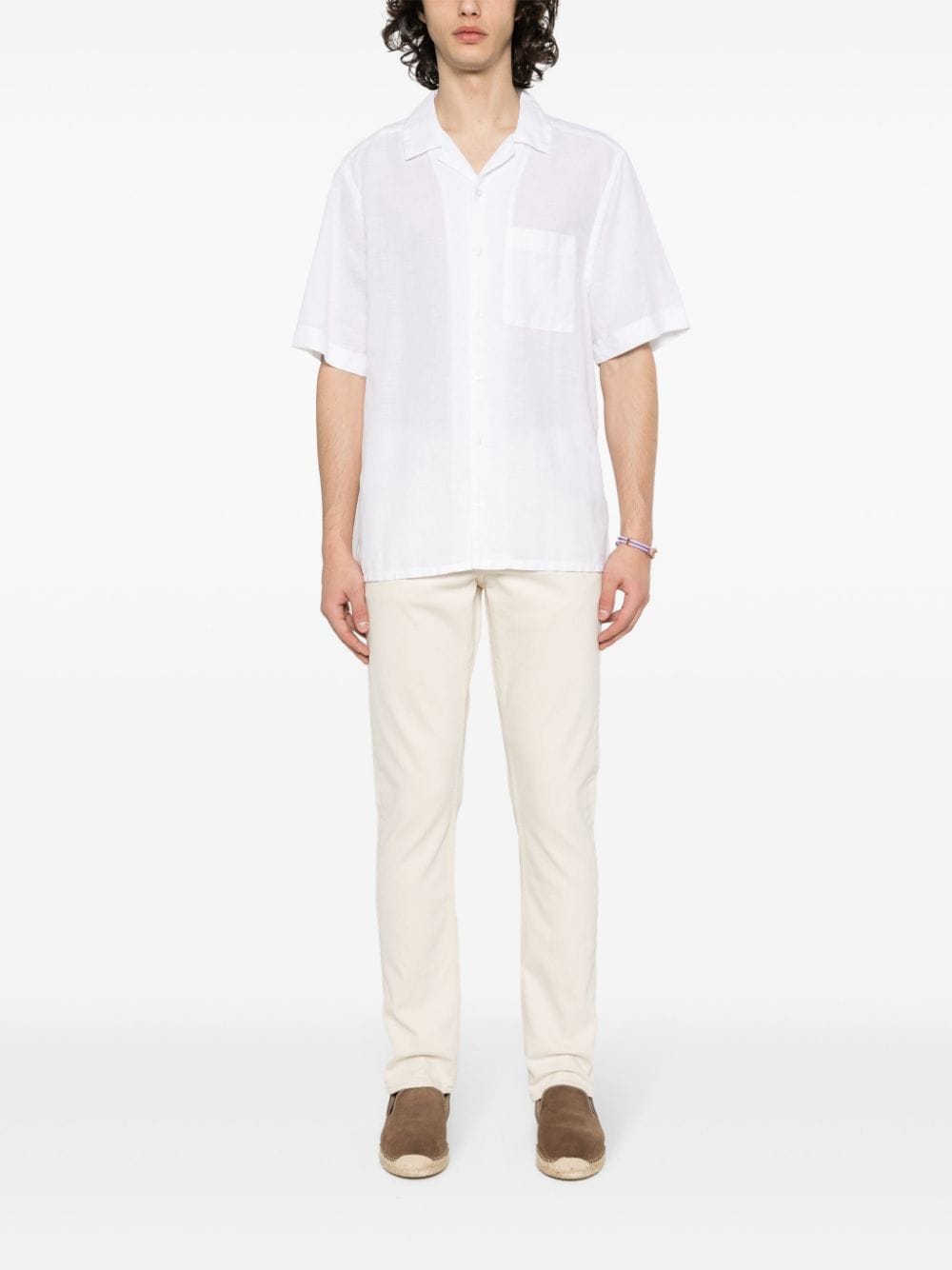 Calvin Klein Overhemd met geborduurd monogram en korte mouwen - Wit