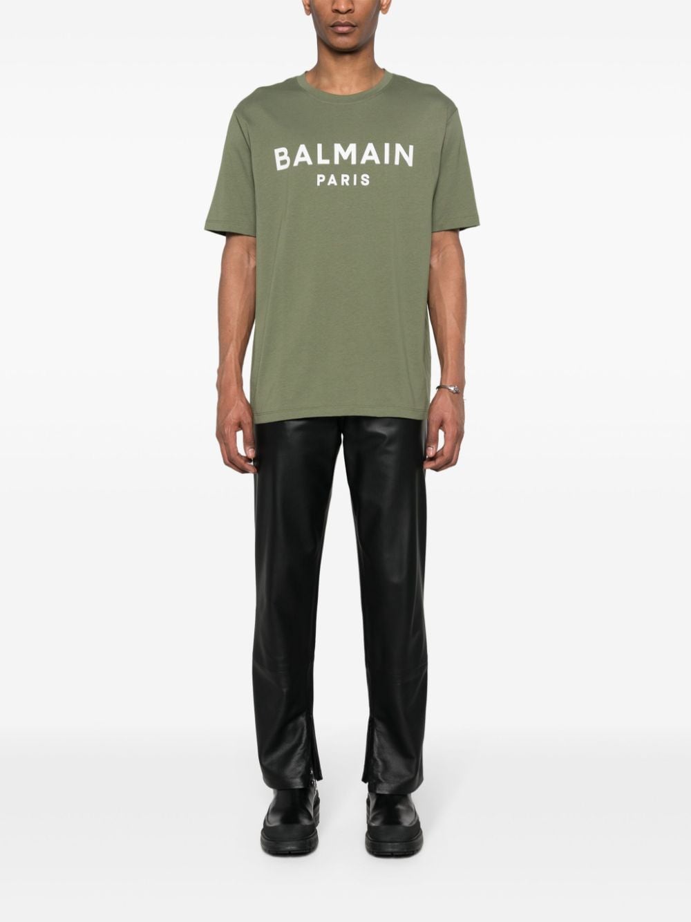 Balmain Katoenen T-shirt met logoprint - Groen