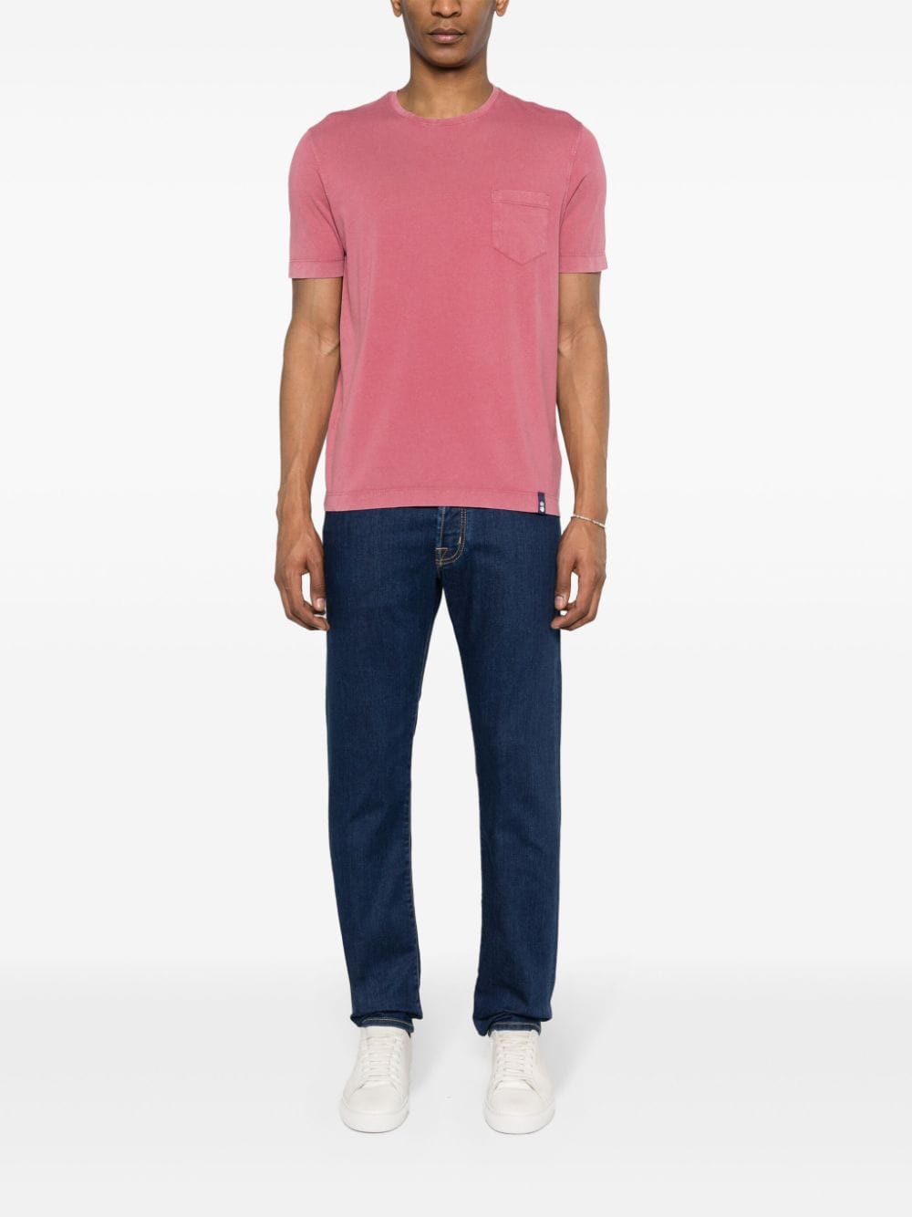 Drumohr T-shirt met borstzak - Roze
