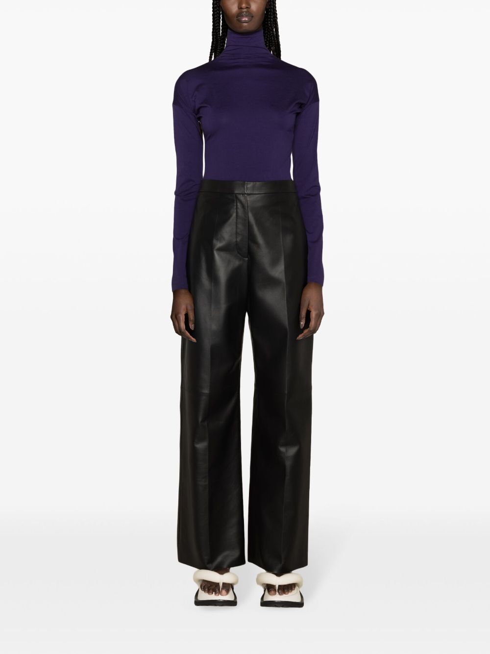 Fabiana Filippi wide-leg leather trousers - Zwart