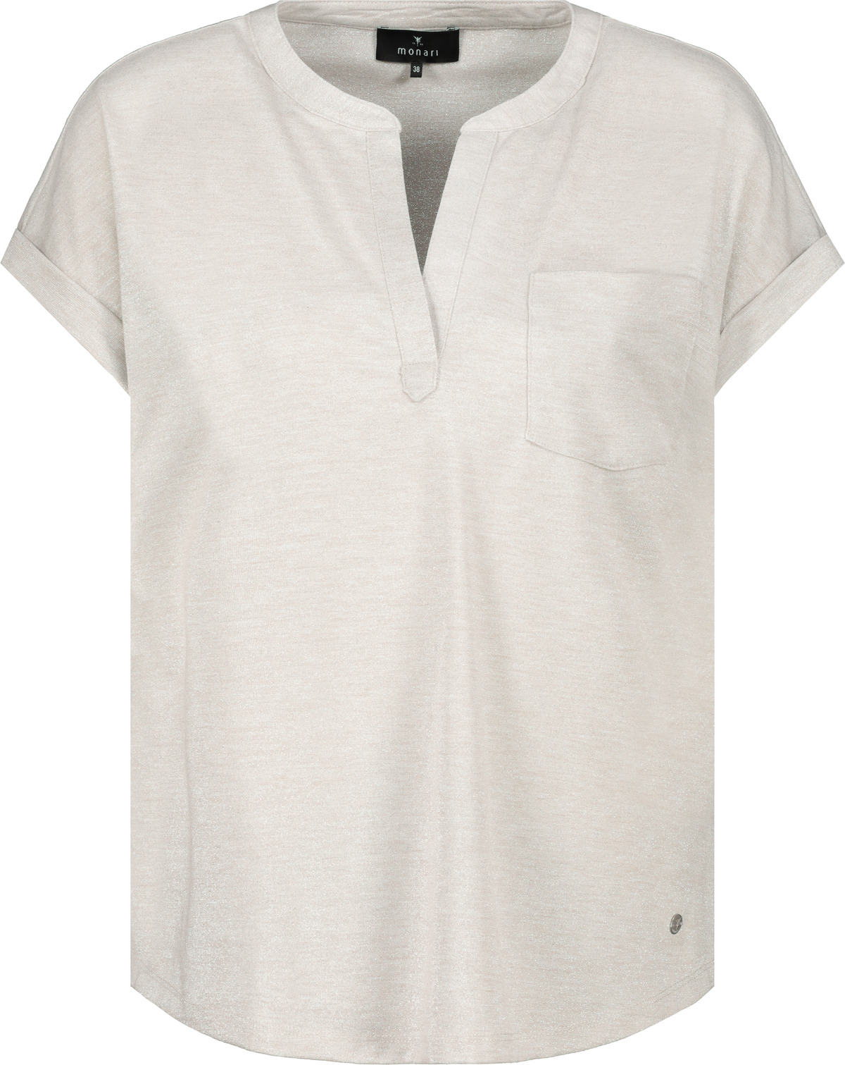 Monari  Bruin T-Shirt lurex v-hals 