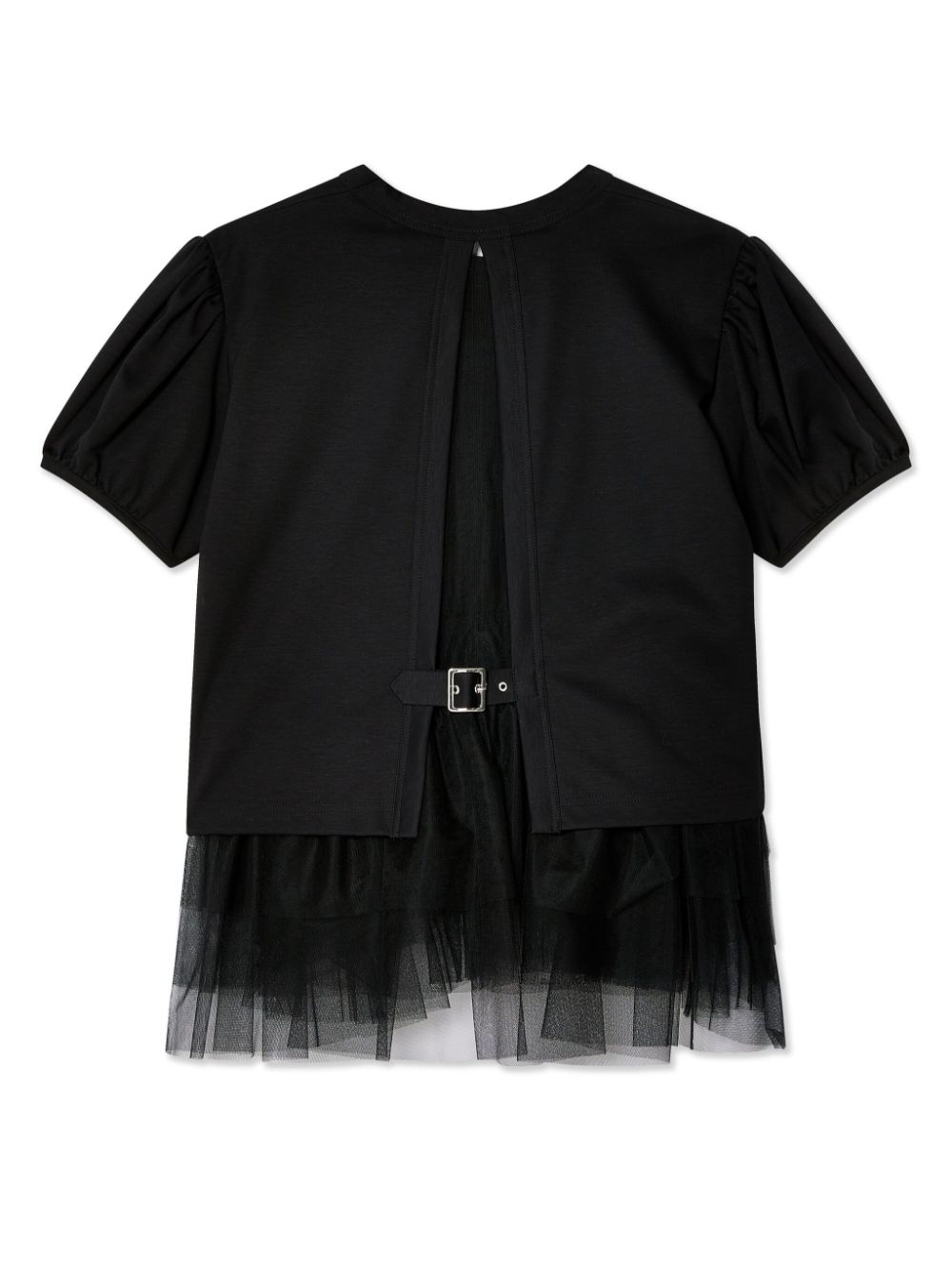 Noir Kei Ninomiya tulle-layer cotton blouse - Zwart