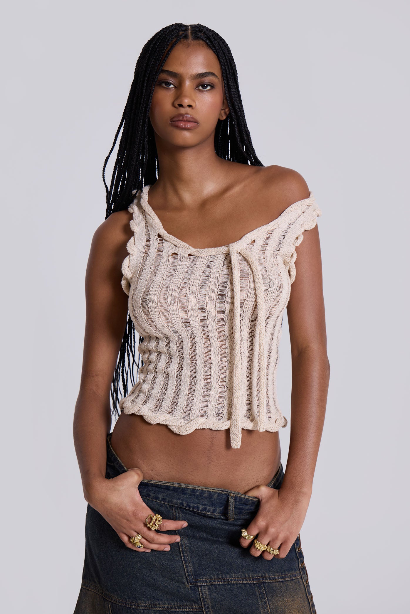 Jaded London Sara Whipstitch Knit Reversible Top