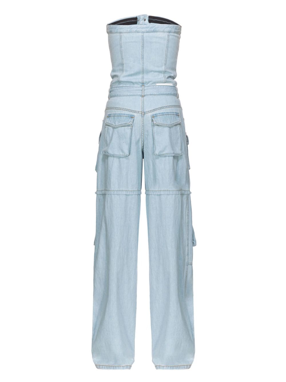 PINKO Denim jumpsuit met bustier design - Blauw