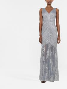 Marchesa Notte Avondjurk met ruches - Blauw