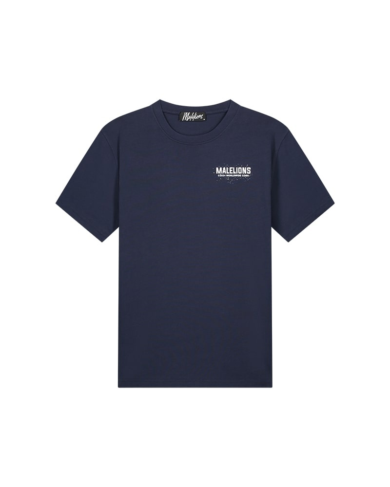 Malelions Men Worldwide Paint T-Shirt - Navy
