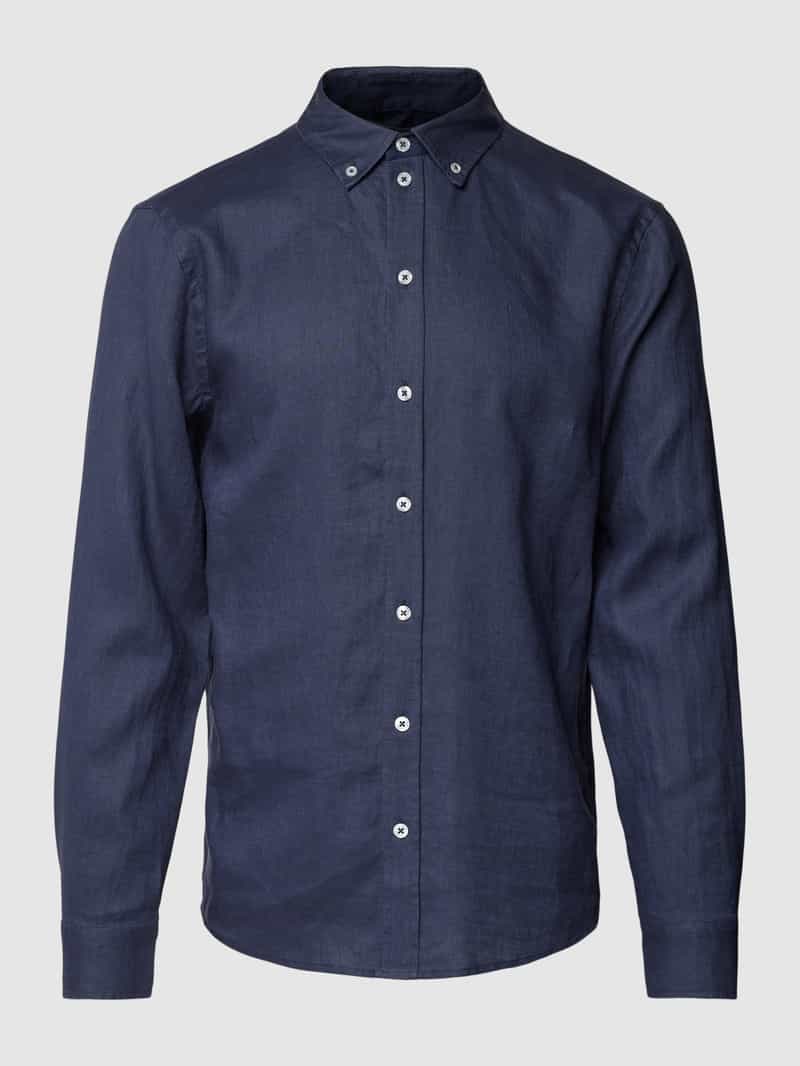 MOS MOSH Vrijetijdsoverhemd van linnen met button-downkraag, model 'Theo'