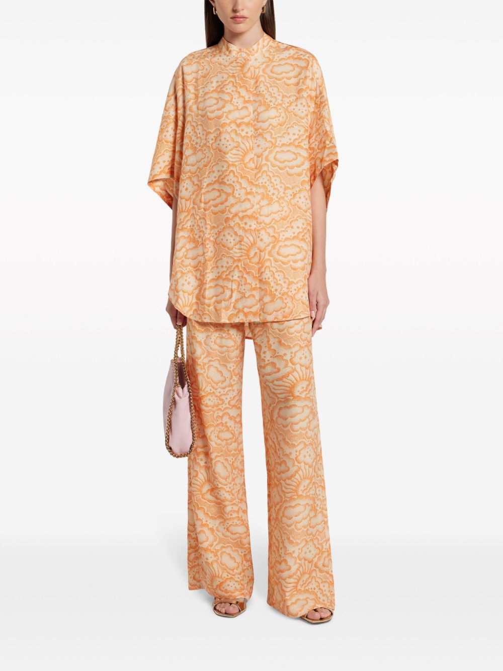 Stella McCartney cloud-print tunic shirt - Oranje