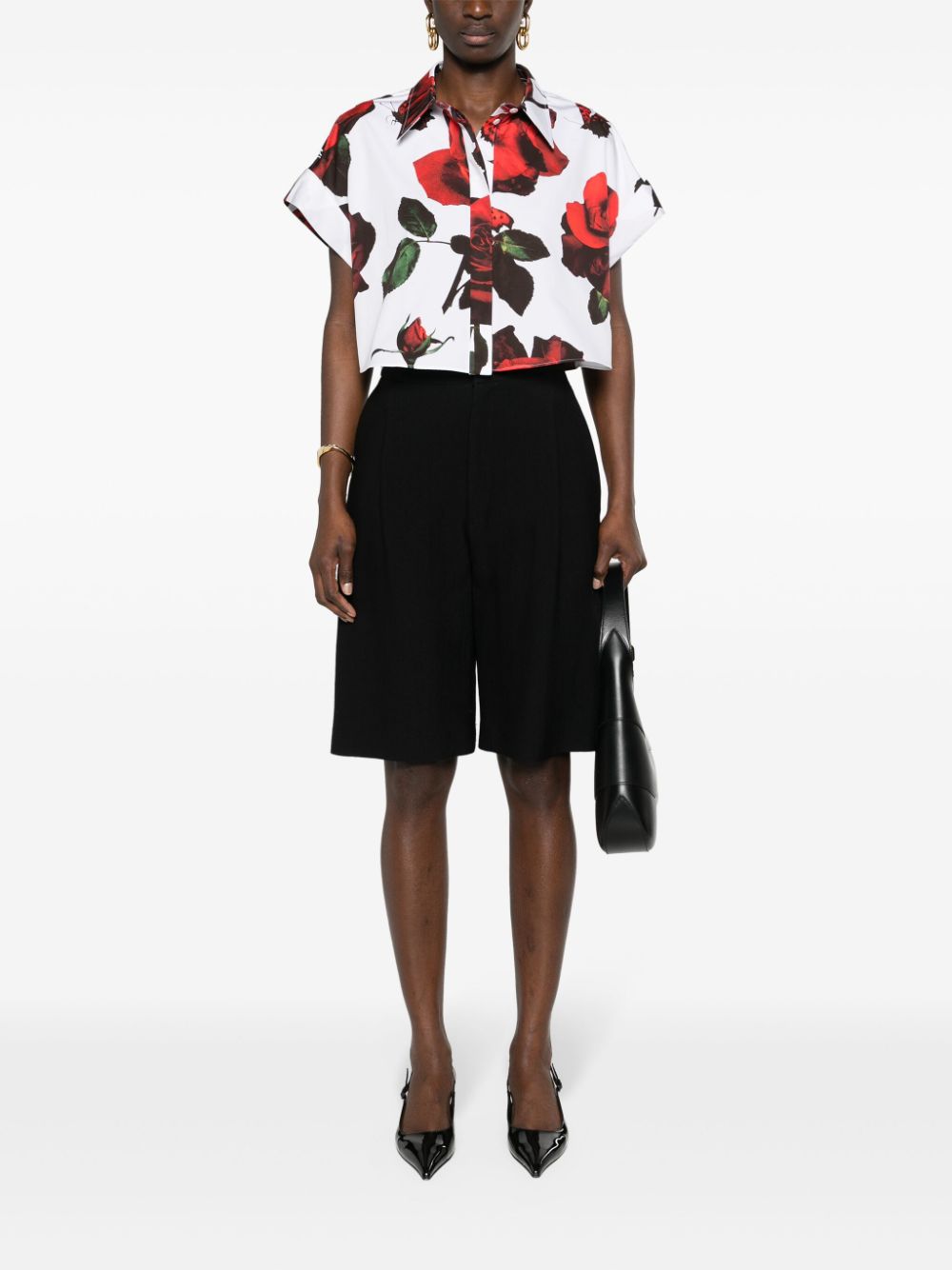 Alexander McQueen Cropped blouse met print - Wit