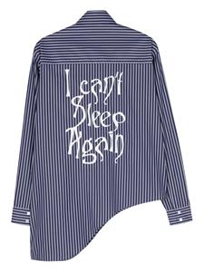 Ssheena slogan-print striped asymmetric shirt - Blauw