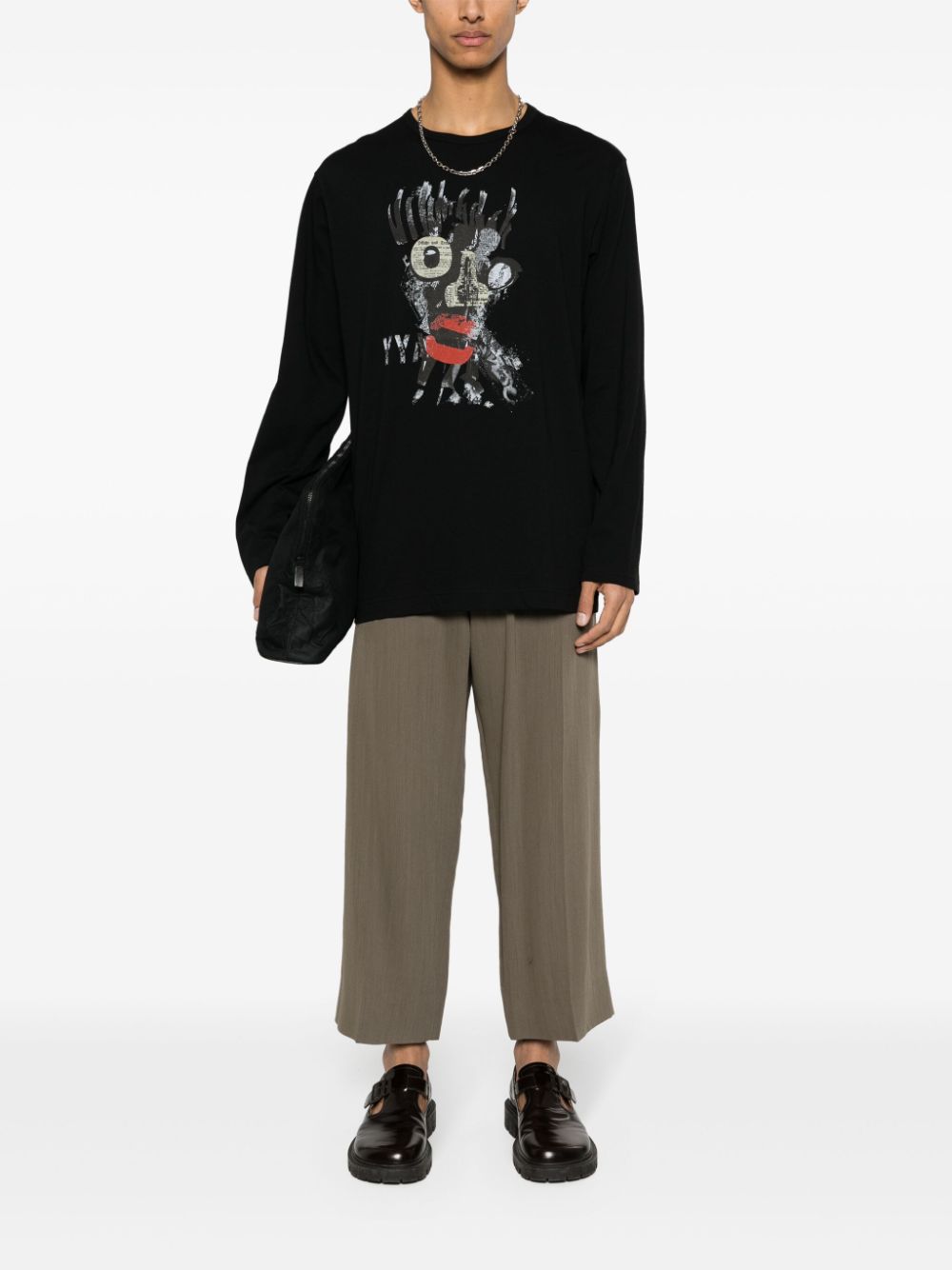 Yohji Yamamoto T-shirt met print - Zwart