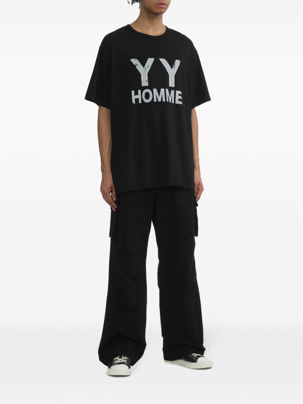 Yohji Yamamoto logo-print cotton T-shirt - Zwart