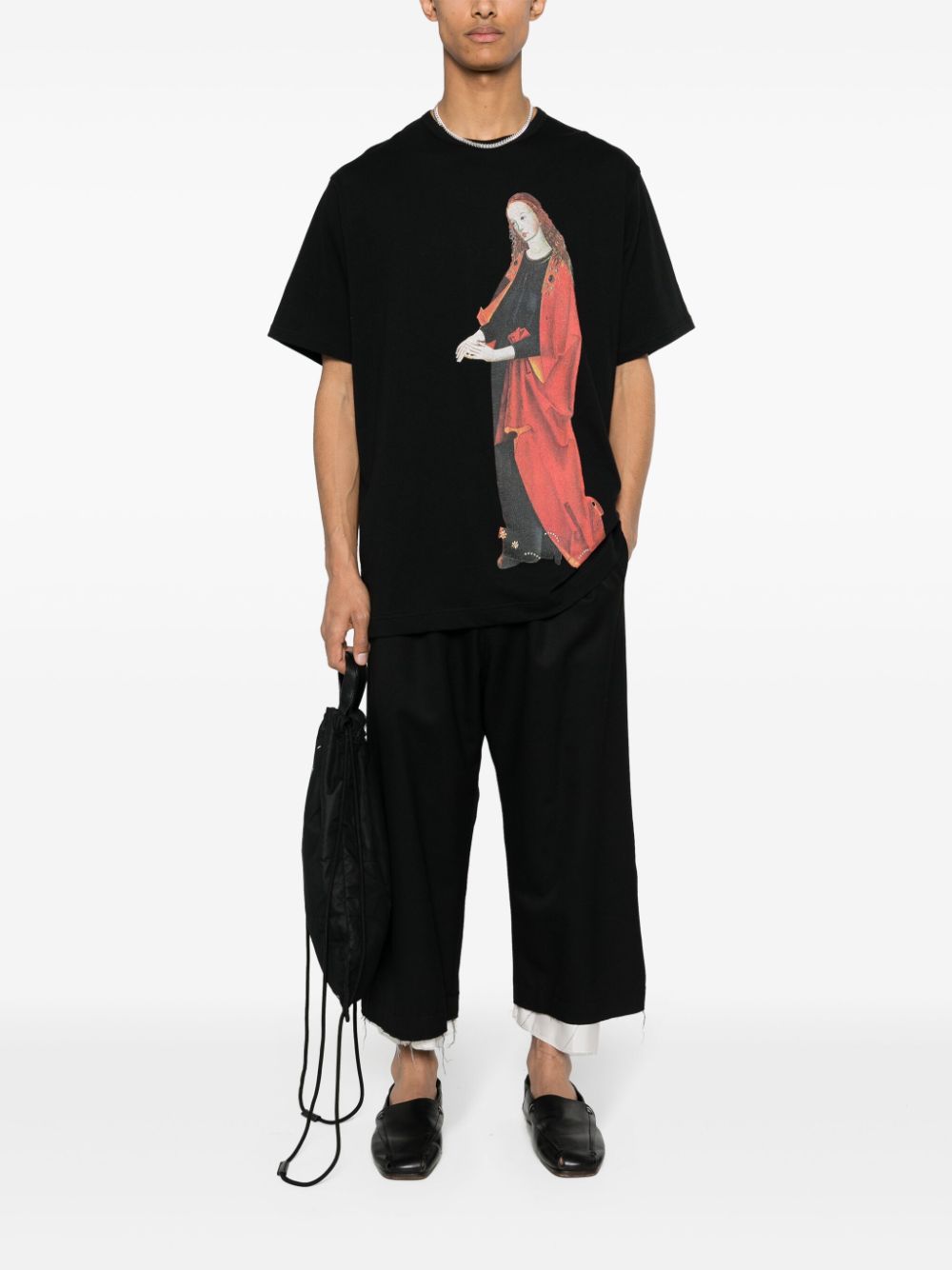 Yohji Yamamoto Katoenen T-shirt met print - Zwart